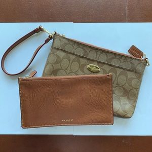 Coach Khaki Wristlet Wallet